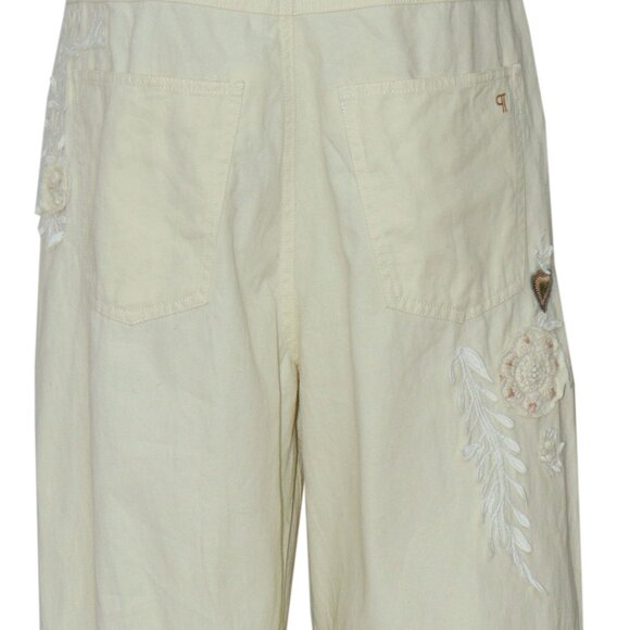 Pilcro Embroidered Cropped Bow Pants Anthropologie Patch Pocket M - Picture 6 of 7